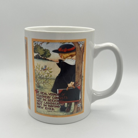 Mary Engelbreit Mug Coffee Cup Proust Quote Voyage Of Discovery New‎ Eyes - Picture 1 of 10